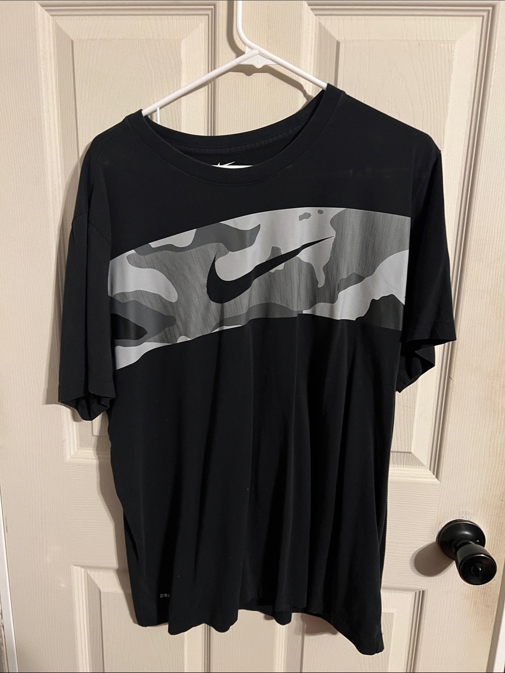 Nike Black Short-Sleeve Tee with Gray Camo Swoosh